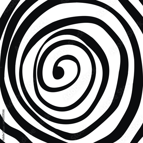 Swirl hypnotic black and white spiral. Monochrome abstract background. Vector flat geometric illustration.Template design for banner, website, template, leaflet, brochure, poster