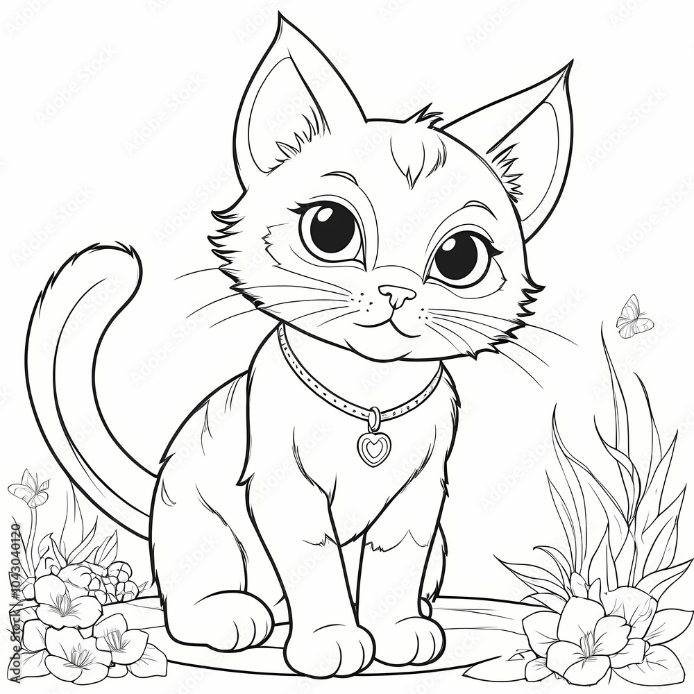 Toon Cat Coloring Book Page Toon Cat Coloring Book Page
