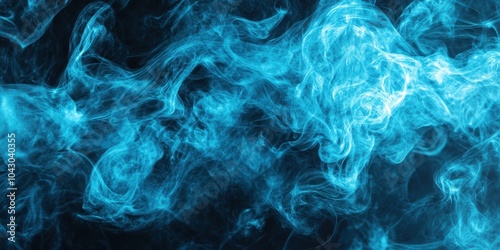 Ethereal Blue Smoke on Black Background