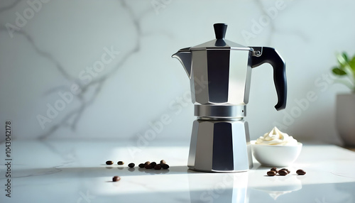 stainless steel  stovetop maker coffee espresso beans photo