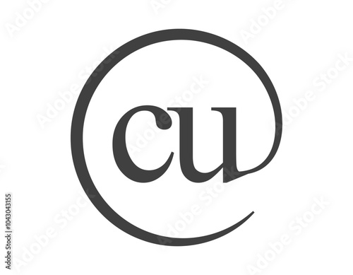 CU logo from two letter with circle shape email sign style. C and U round logotype of business company