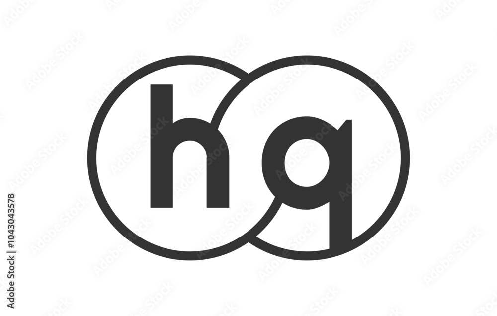 HQ business company emblem with outline rounds and letters h q. Logo template of two merged circles for brand identity, logotype. Vector Infinity symbol HQ business company emblem with outline rounds and letters h q. Logo template of two merged circles for brand identity, logotype. Vector Infinity symbol