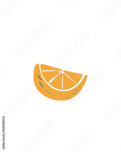 Lemon slice with rounded edges, drawn in a cartoon style, vector illustration for children's books
