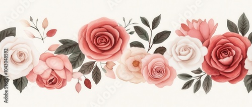 Elegant floral arrangement of roses with soft pastel colors on a subtle background.