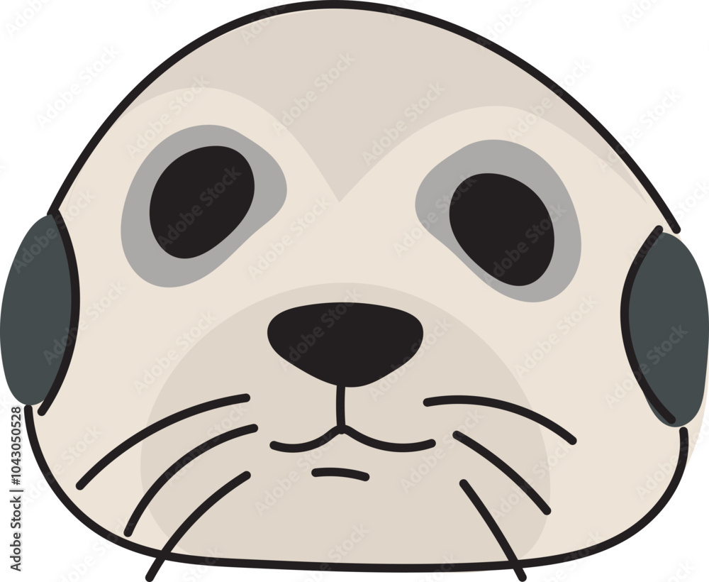Vector illustration of a cartoon seal face. Vector illustration of a cartoon seal face.