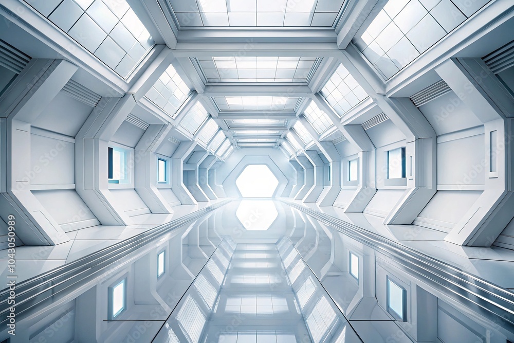 Fototapeta premium futuristic sci-fi minimalist geometric design on white background