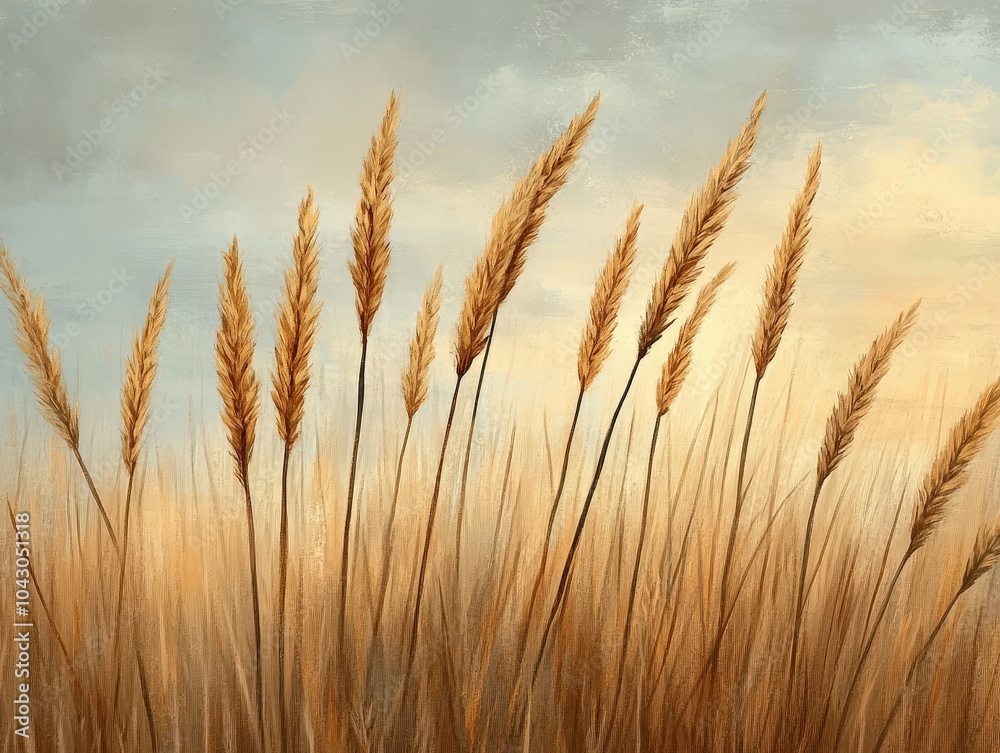 Obraz premium Gentle Breeze Through Tall Grass at Dusk