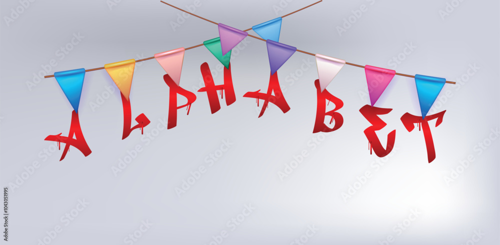 Fototapeta premium Party flags with alphabet to learn your baby