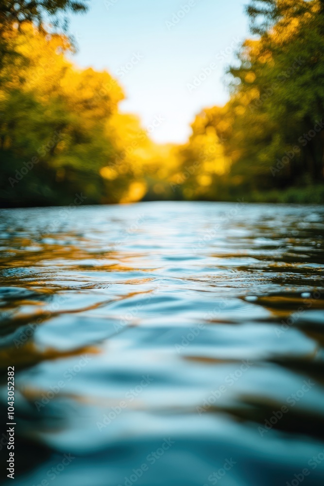 Fototapeta premium Serene River Under Golden Trees