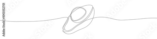 Avocado continuous line drawing vector illustration. A half of avocado superfood line art illustration