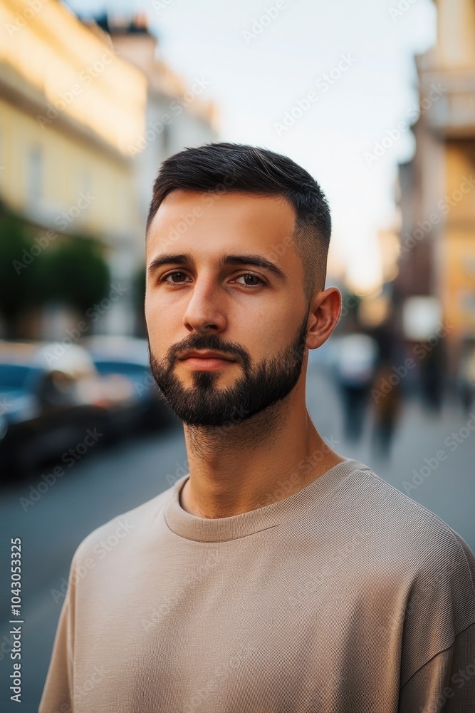 Portrait of a male designer Slavic appearance 25 years old with a short beard and dark short hair Portrait of a male designer Slavic appearance 25 years old with a short beard and dark short hair