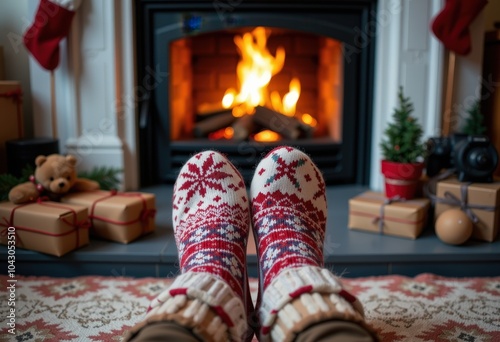 Wallpaper Mural fireplace with christmas gifts Torontodigital.ca