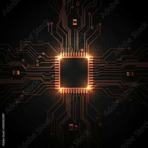 Golden Circuit Board Background for Digital and Tech Concepts