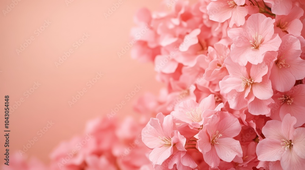 Soft Pink Floral Transition to Light Peach Background