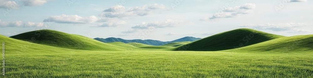 Naklejka premium Serene Countryside with Rolling Green Hills
