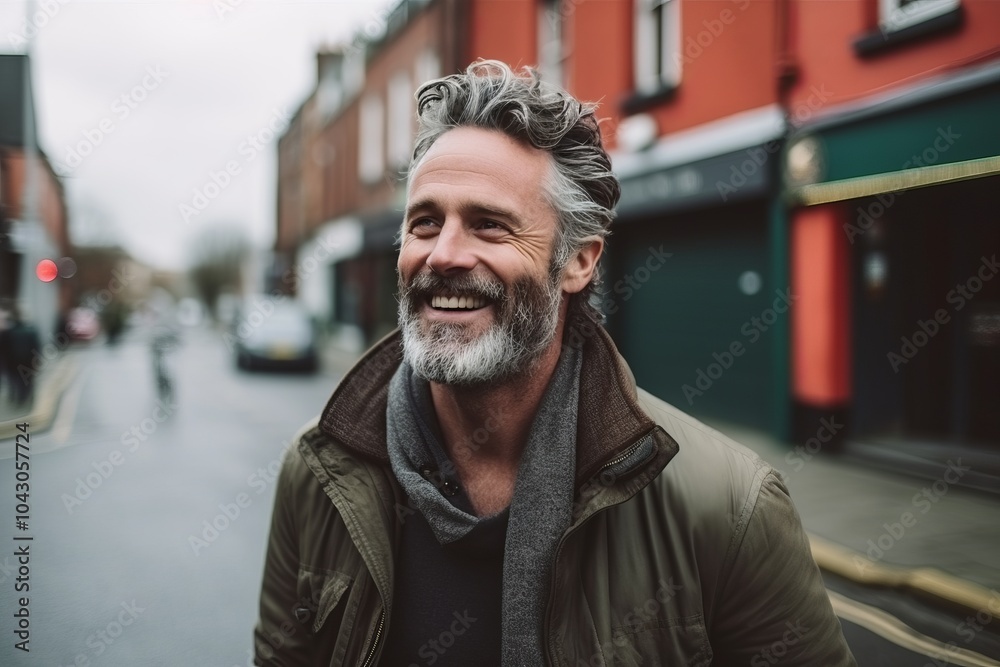 Portrait of a handsome senior man with gray hair and beard in the city Portrait of a handsome senior man with gray hair and beard in the city