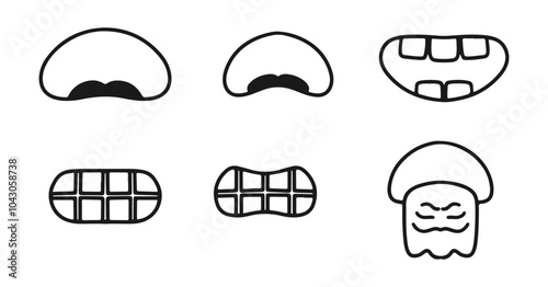 cartoon style assorted mouths