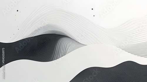 Abstract wavy lines pattern in grayscale with flowing motion effect