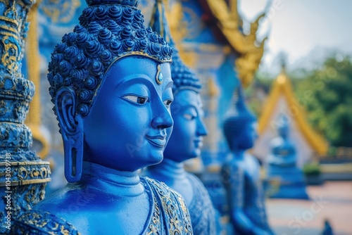 Chiang Rai, Thailand. Tour Tourism in Beautiful Chiang Rai with Blue Skies and Buddhist Temples