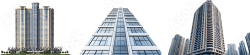 set of skyscrapers isolated on transparent background
