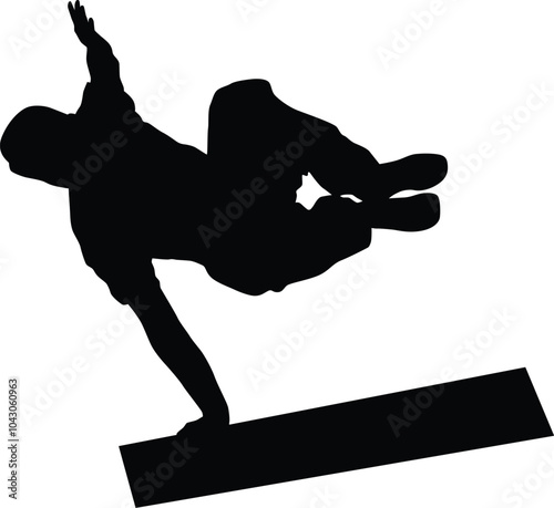 Parkour silhouette illustration. People jump pose full body.