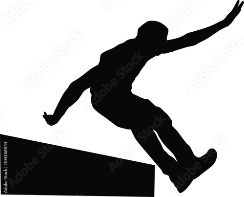 Parkour silhouette illustration. People jump pose full body.
