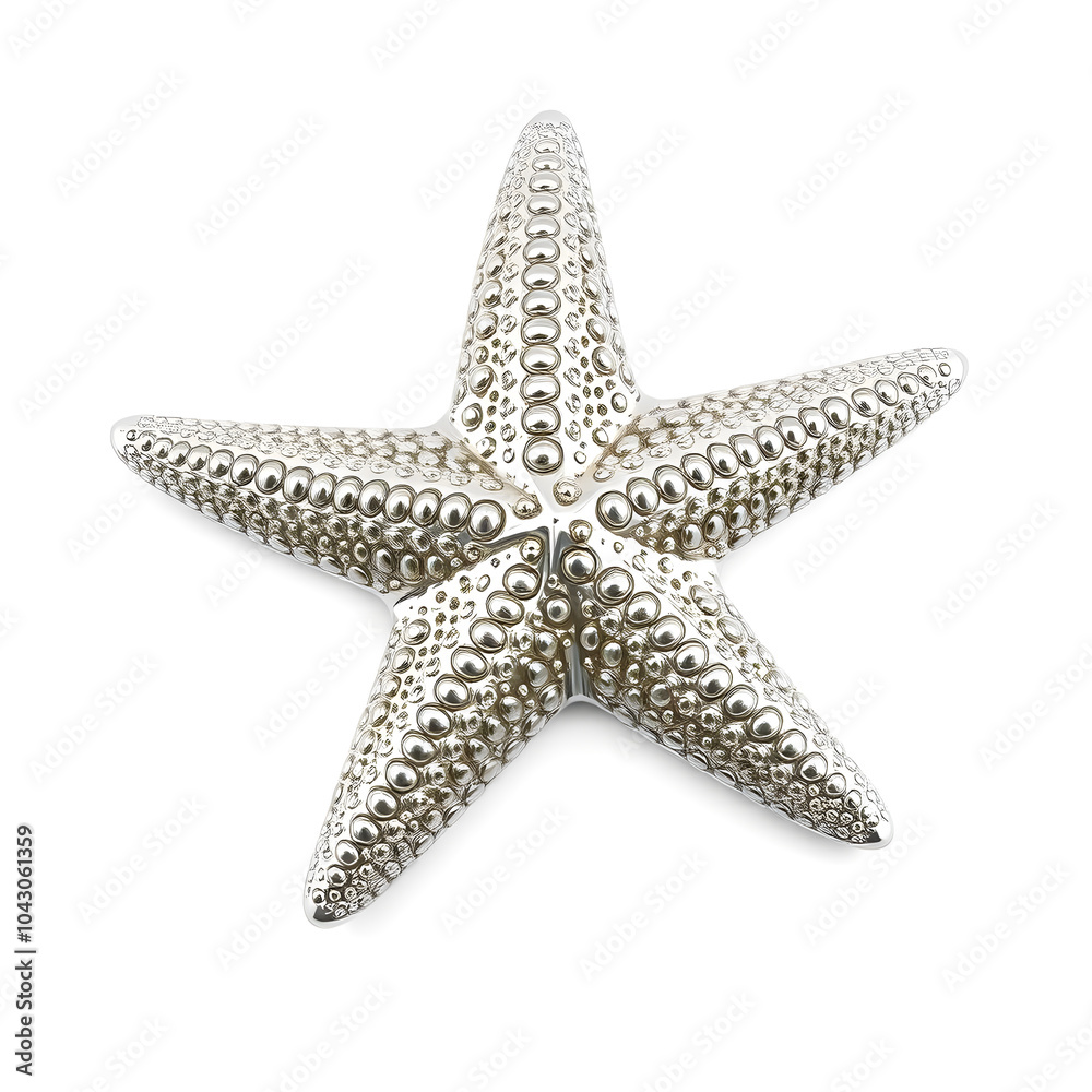 Starfish metallic 3D image of coral starfish on white background. Generative AI Starfish metallic 3D image of coral starfish on white background. Generative AI