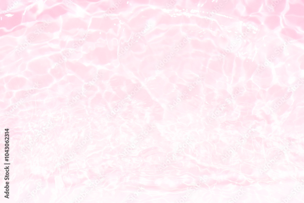 Fototapeta premium Pink water bubbles on the surface ripples. Defocus blurred transparent pink colored clear calm water surface texture with splash and bubbles. Water waves with shining pattern texture background