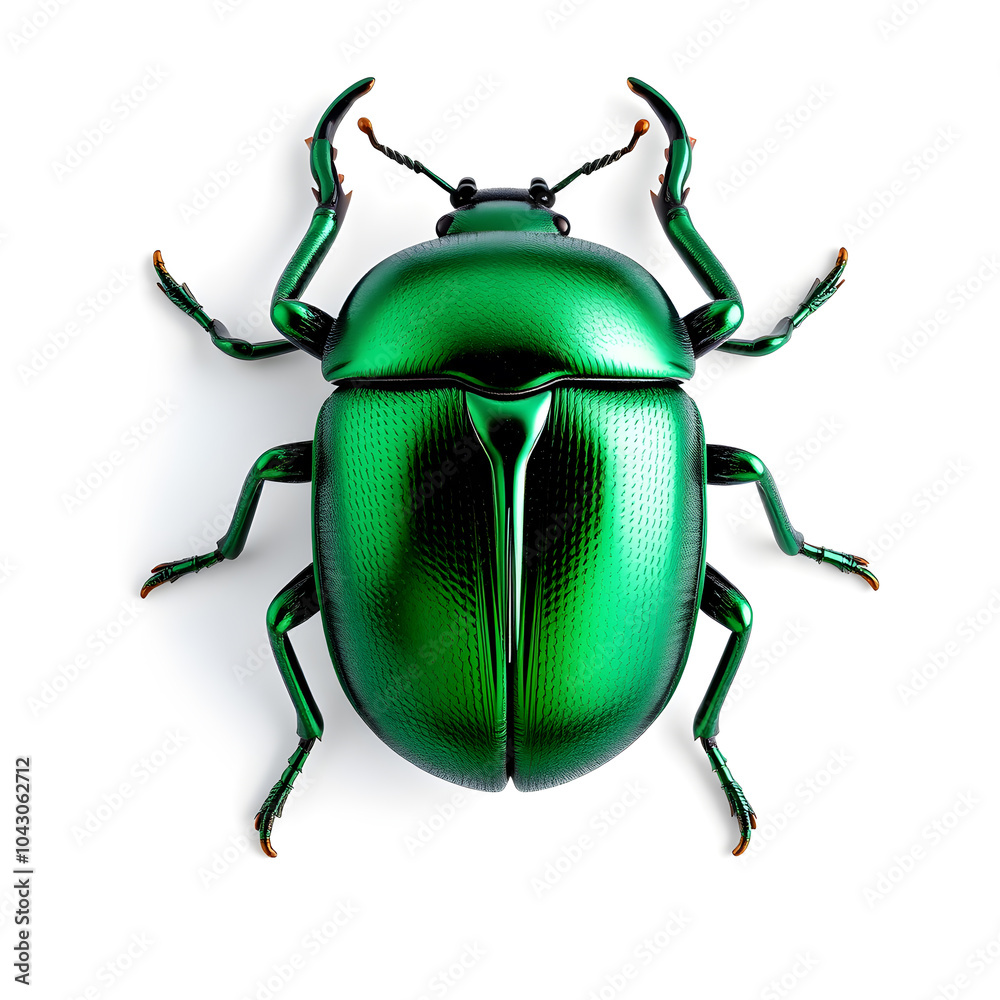 Beetle metallic 3D image of emerald beetle on white background. Generative AI Beetle metallic 3D image of emerald beetle on white background. Generative AI