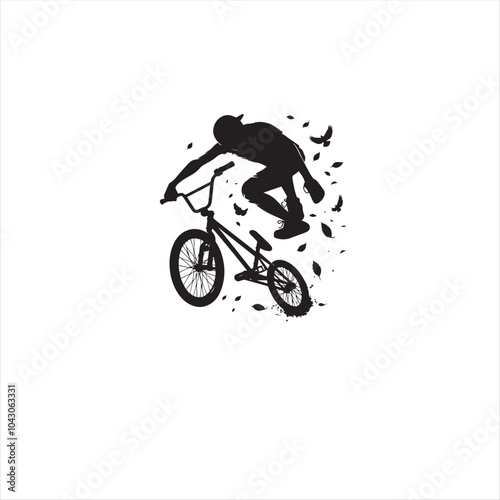 BMX bike player vector illustration for icon, symbol or logo. BMX bike player template logo. BMX player silhouette. bmx bike