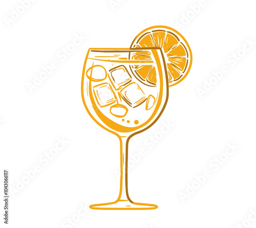 Aperol Spritz cocktail Vector illustration.
