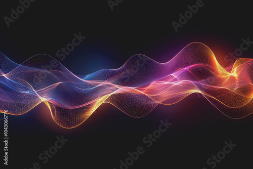 Abstract glowing wave lines isolated on a black background.