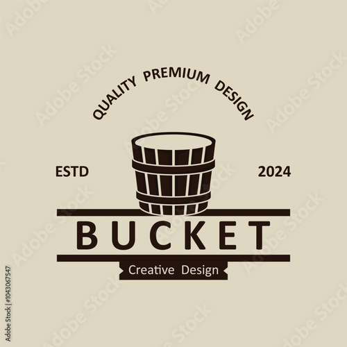 bucket logo design, vector, illustration, symbol, icon. vintage bucket logo design.