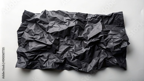 Realistic Black Crumpled Paper on White Background for Product Photography, Textures, and Creative Designs - Ideal for Presentation, Mockups, and Digital Art Projects