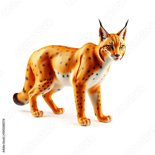 Lynx metallic 3D image of amber lynx on white background. Generative AI photo