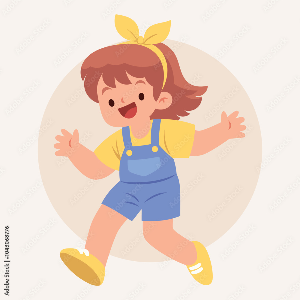 Flat Cute Kids Jumping Illustration Flat Cute Kids Jumping Illustration