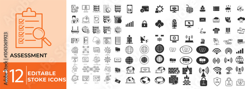 Programme and coding icon vectors set Web hosting, server, CDN, VPN, domain, FTP, internet, backup, SSL, database and firewall.