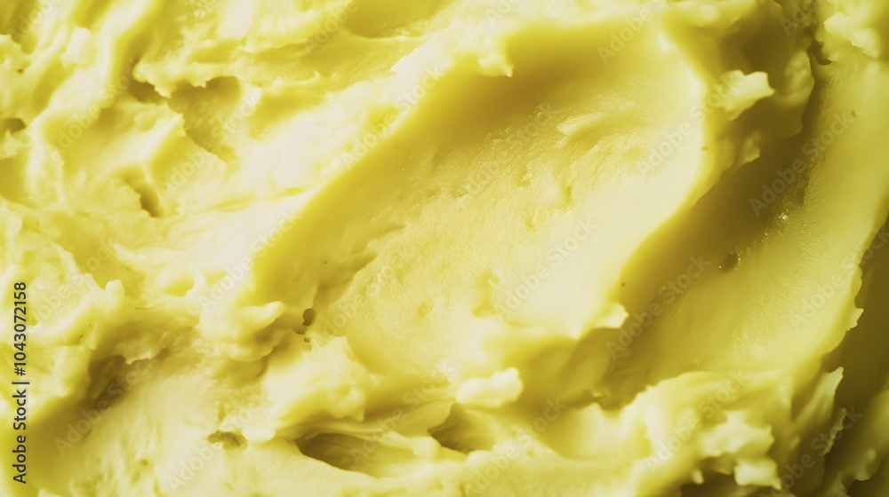 Close-up of creamy yellow mashed potatoes with smooth texture. Close-up of creamy yellow mashed potatoes with smooth texture.