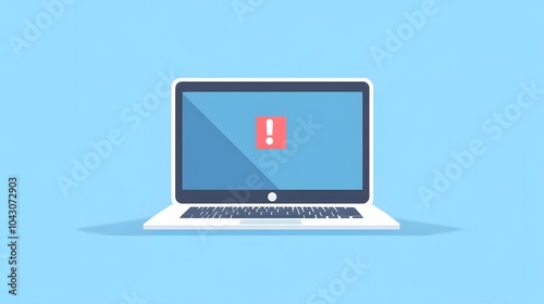 A flat vector illustration of a clock on a laptop screen, against a blue background