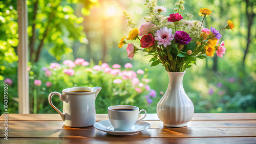 still life with tulips and jug