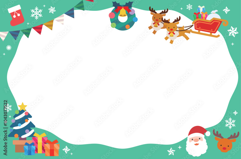 Fototapeta premium おしゃれでかわいいクリスマスのベクターフレーム