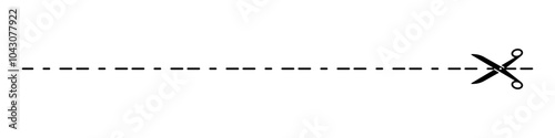 Icon of cut here scissors with dash line for paper, coupon and voucher