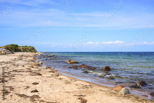 Fototapeta Naklejka Na Ścianę i Meble -  The stoney beach of Staberhuk at the baltic sea island Fehmarn - Germany