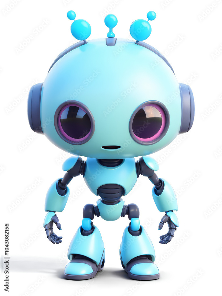A friendly robot with big eyes. Transparent background. AI. A friendly robot with big eyes. Transparent background. AI.