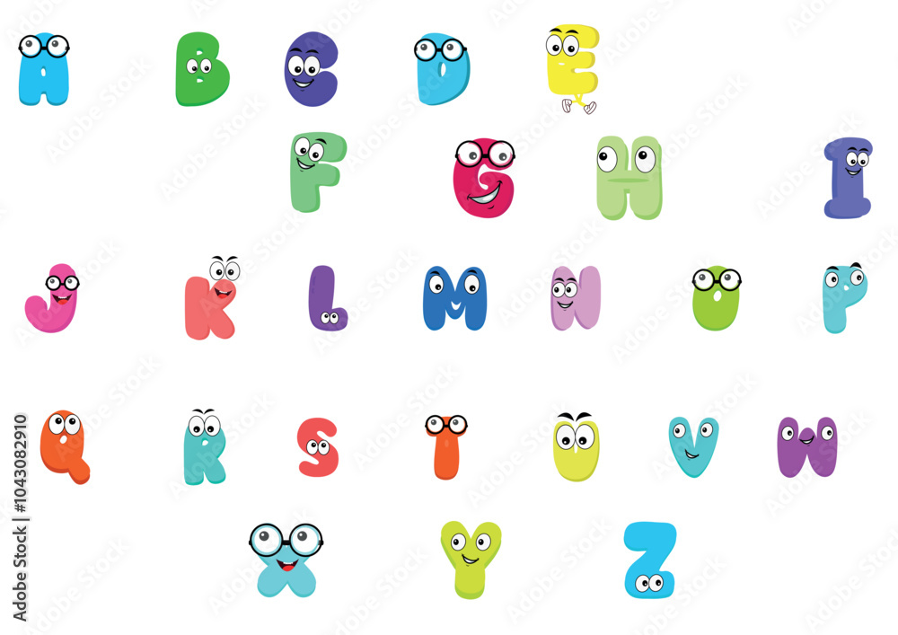 Fototapeta premium vector and art illustration of alphabets cartoon style