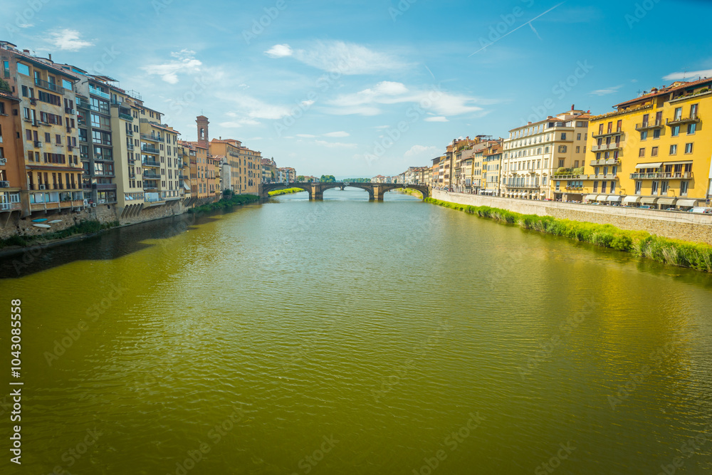 Naklejka premium River view with historical buildings 