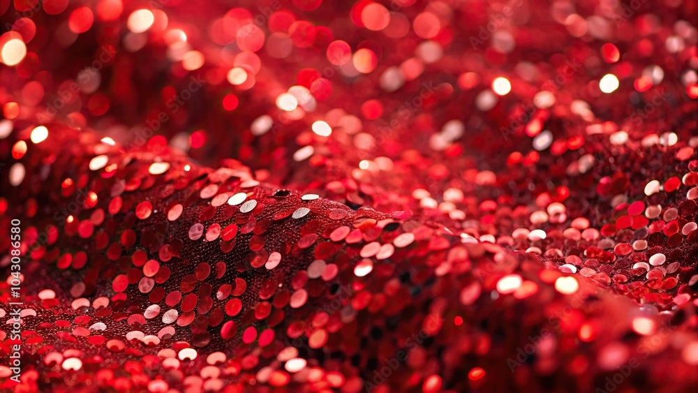 Glittering red sequins closeup festive texture background Glittering red sequins closeup festive texture background