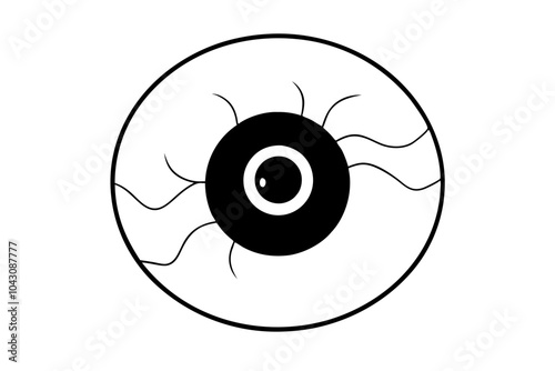 halloween eyeball  silhouette on white background