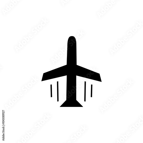 Airplane takes off from a runway icon isolated on white background.
