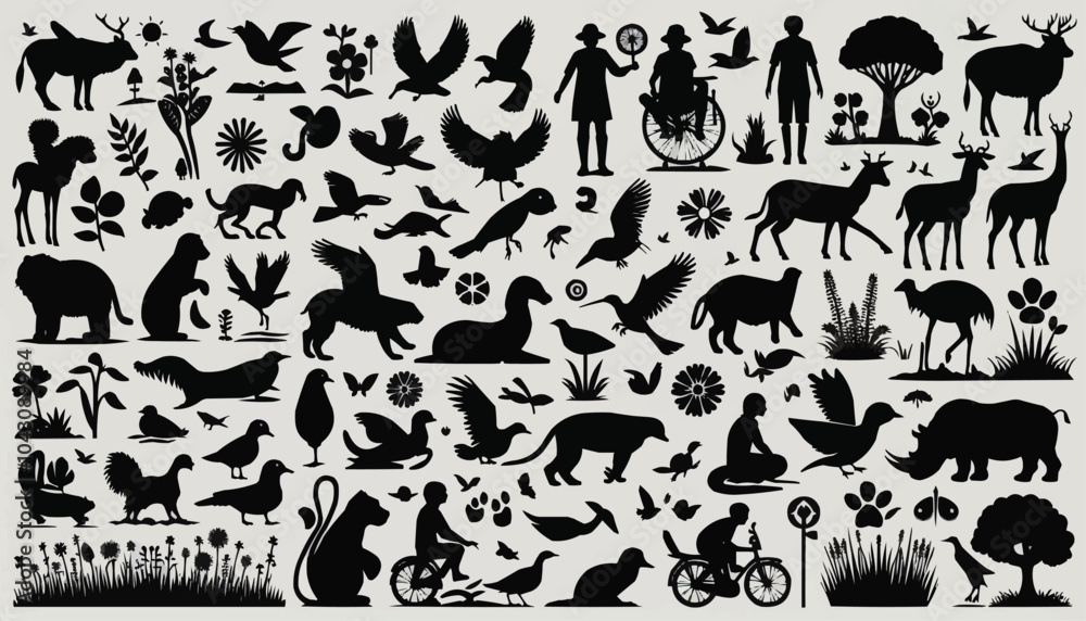 Naklejka premium A silhouette of a group animals